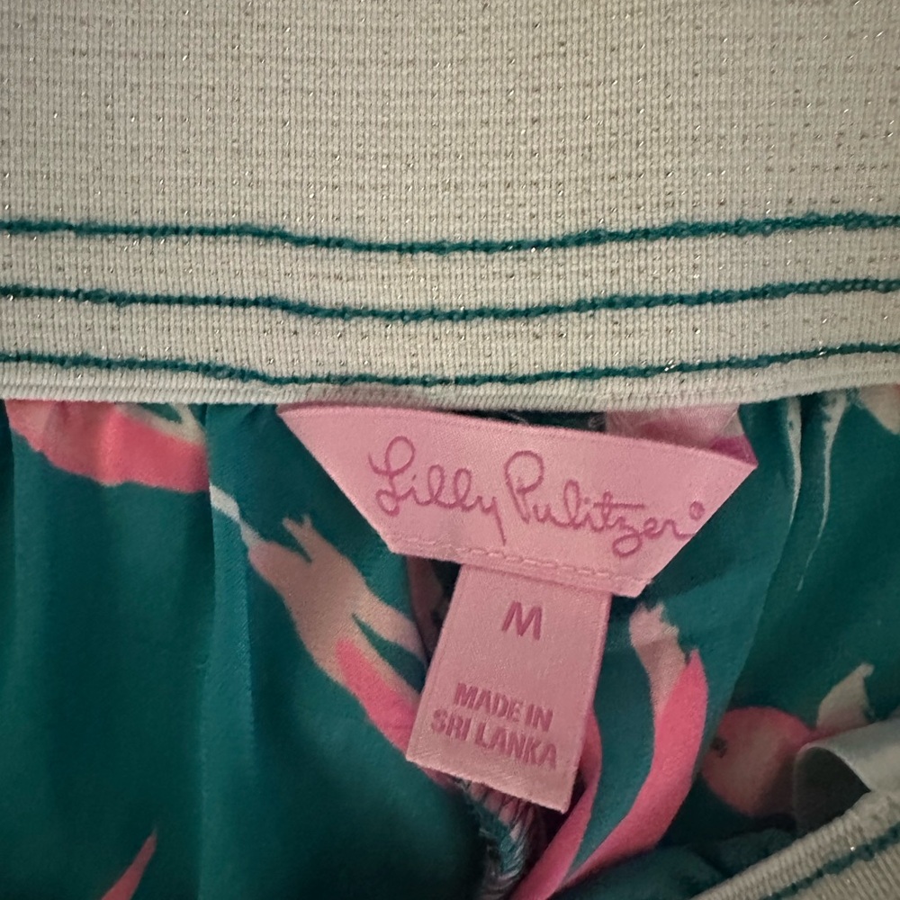 Lilly Pulitzer Teal and Pink Tropical Print Shorts - Picture 2 of 2